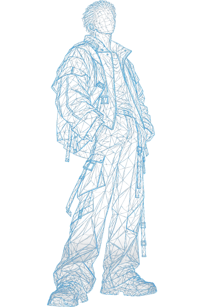 Hidden silhouette of Trainee 09, signature color Sky Blue